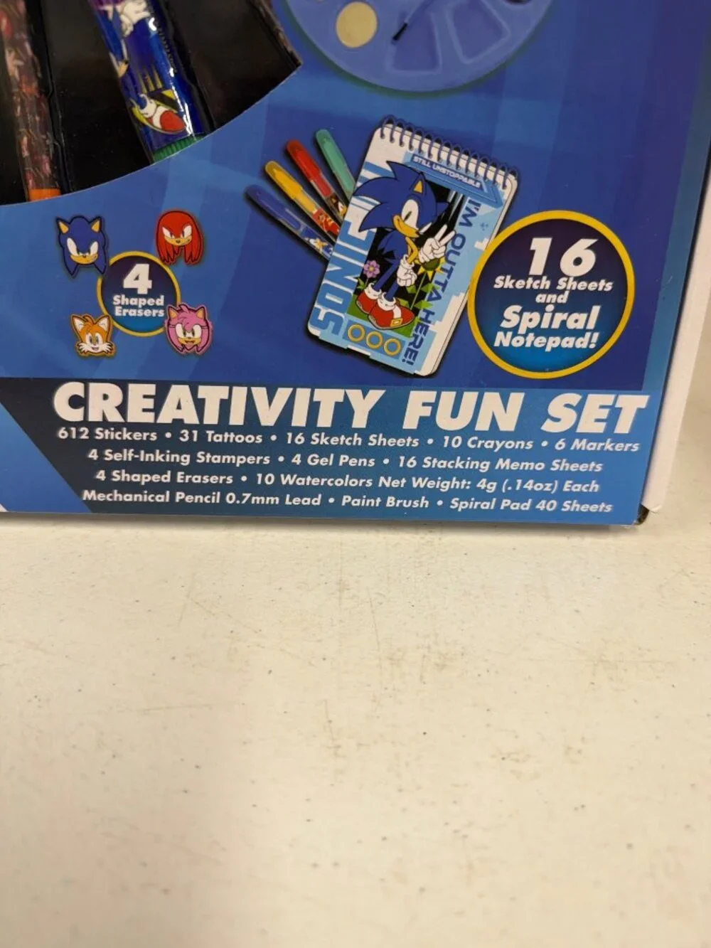 Sonic The Hedgehog Creativity Fun Art Set With Stickers Tattoos Markers Paints